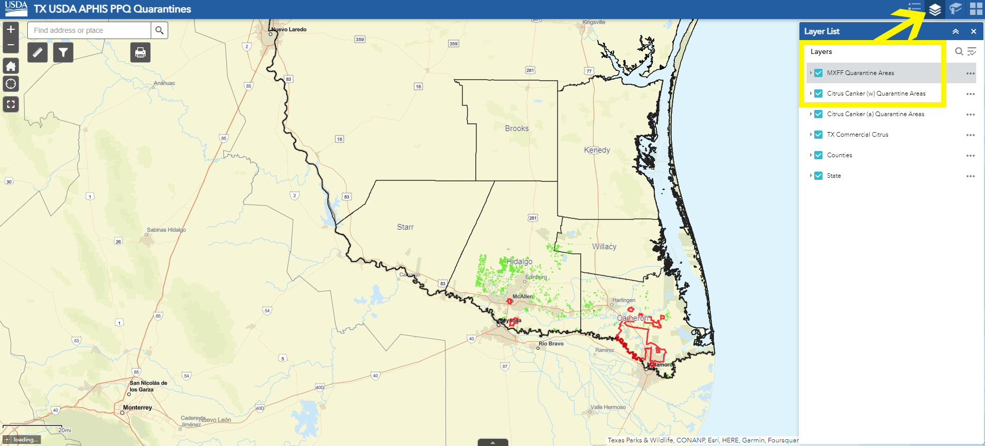 Texas Quarantine Maps Citrus Alert
